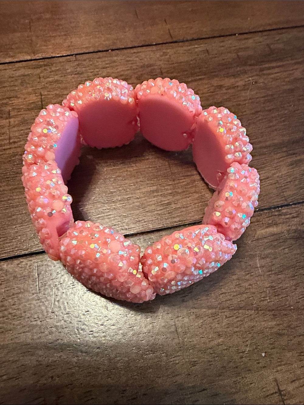 Vintage Chunky Sparkly Pink Beaded Stretch Bracelet